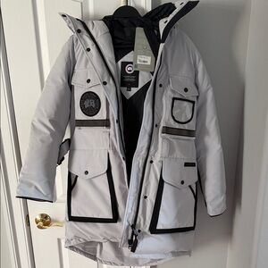 Canada Goose Light Gray Ski Parka with Black Trim